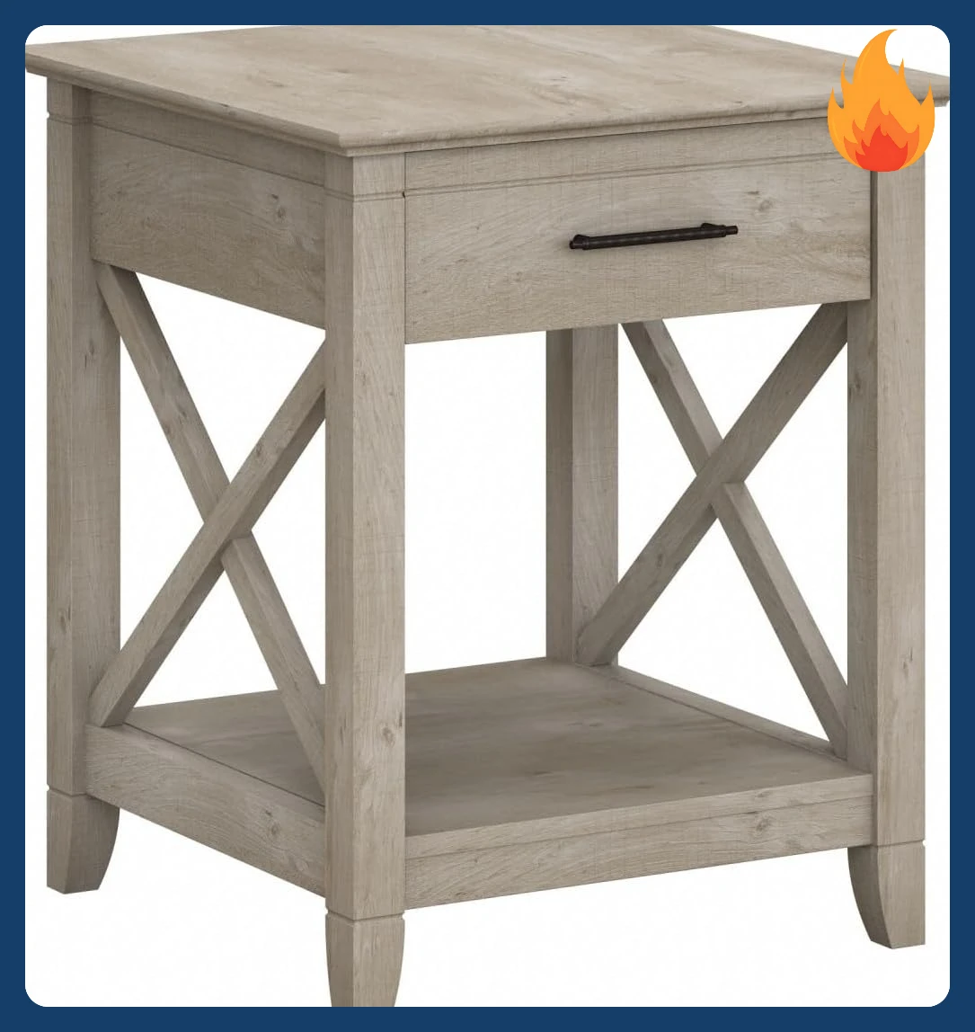 

[New Arrival!]Bush Home End Table with Drawer, Nightstand with Storage, Living Room and Bedroom Furniture, Key West Collection,