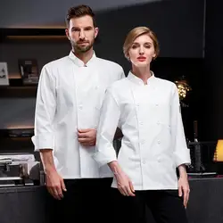 Overalls Long Men's Summer Short Sleeve Breathable Hotel Kitchen Restaurant White plus-Sized Chef Uniform Women