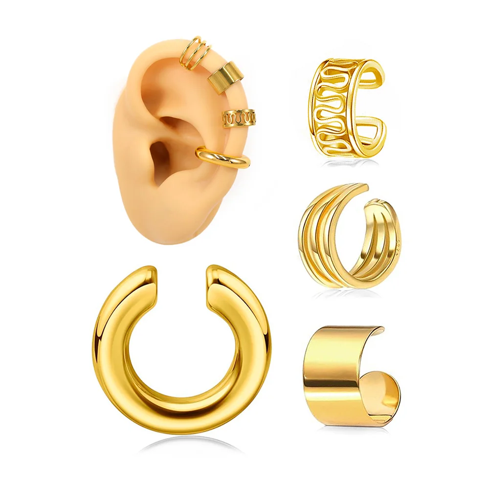 4 Pcs Ear Cuff Set, Stainless Steel Cartilage Earrings, Helix & Tragus Clips, Non-Piercing Ear Jewelry, Gift Ready Ear Accessori