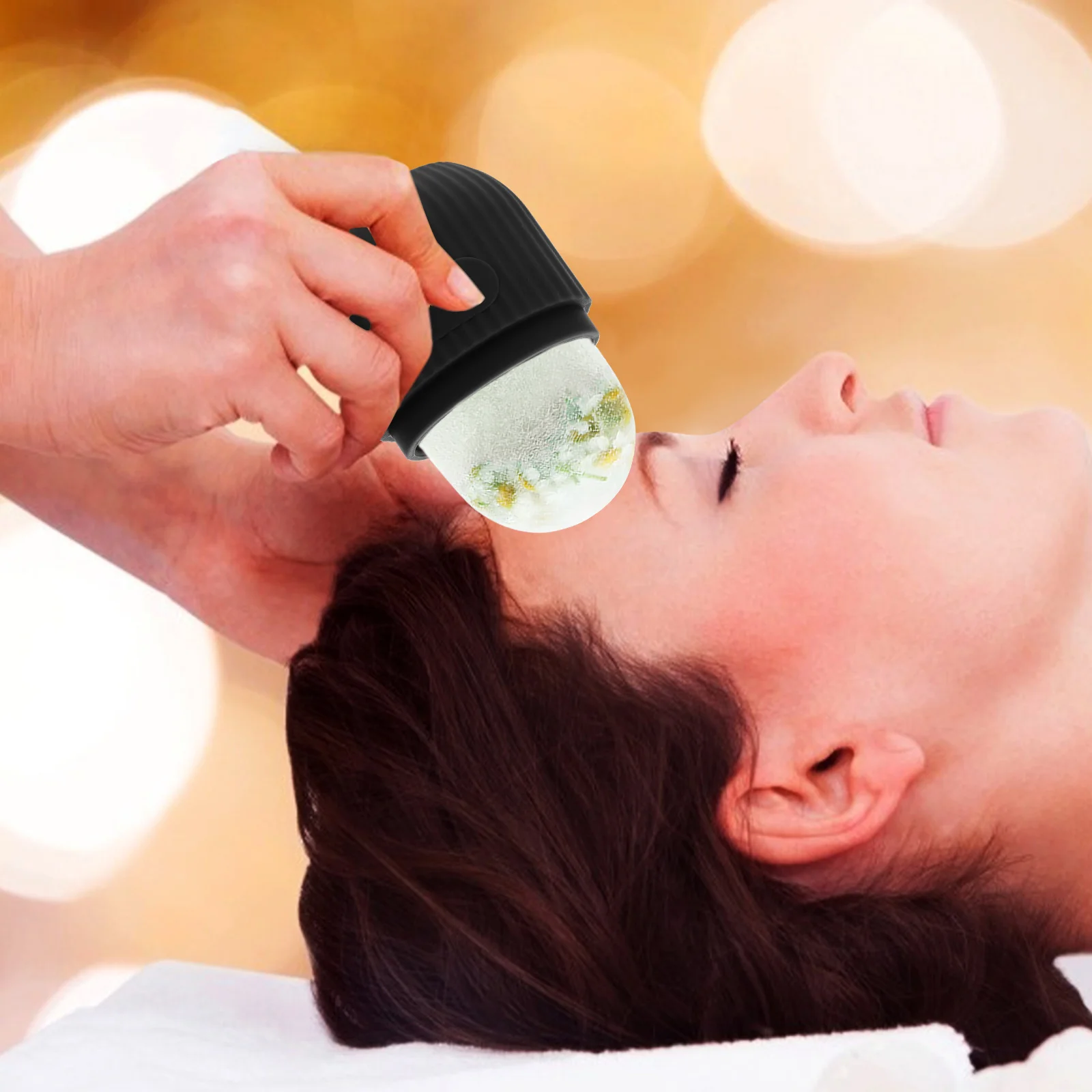 

Cold Hot Compress Face Towel Massager Cube Molds Silica Gel Black Silicone Tool Home Care Travel Facial Skincare