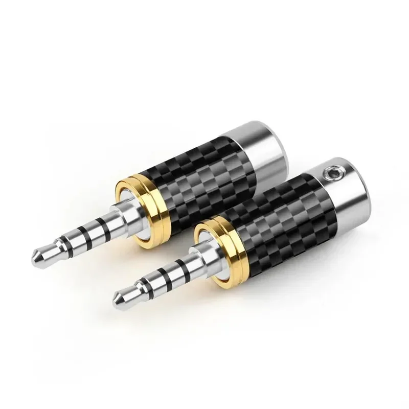 Audio Plug 3.5mm Jack For Soldering Connector 4 Pole Male DIY Earphones Cable With Mic Rhodium Gold Plated 3.5 Speaker Terminal