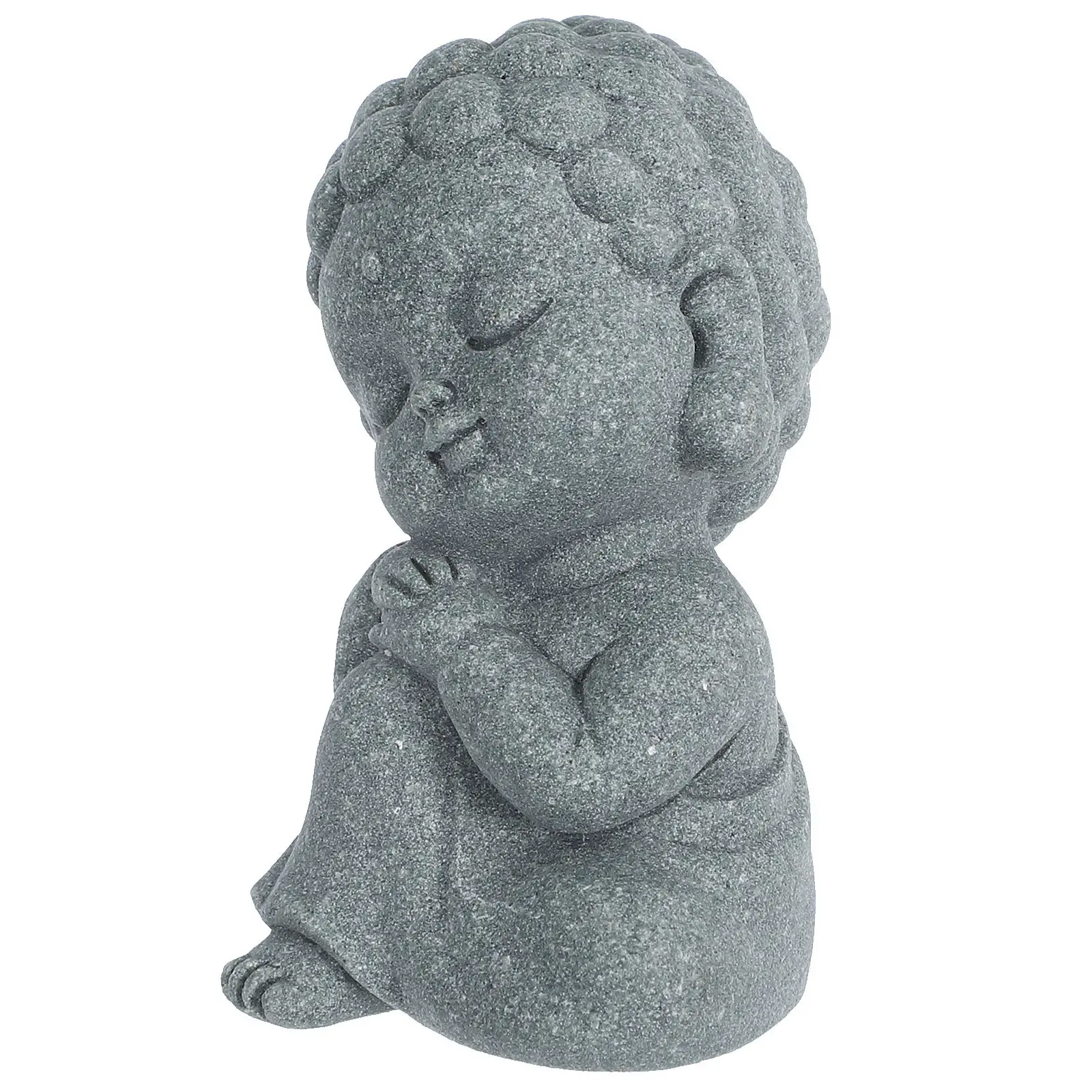 Natural Sandstone Buddha Statue, Sitting Zen Monk Sculpture for Feng Shui Decor, Good Fortune & Wealth