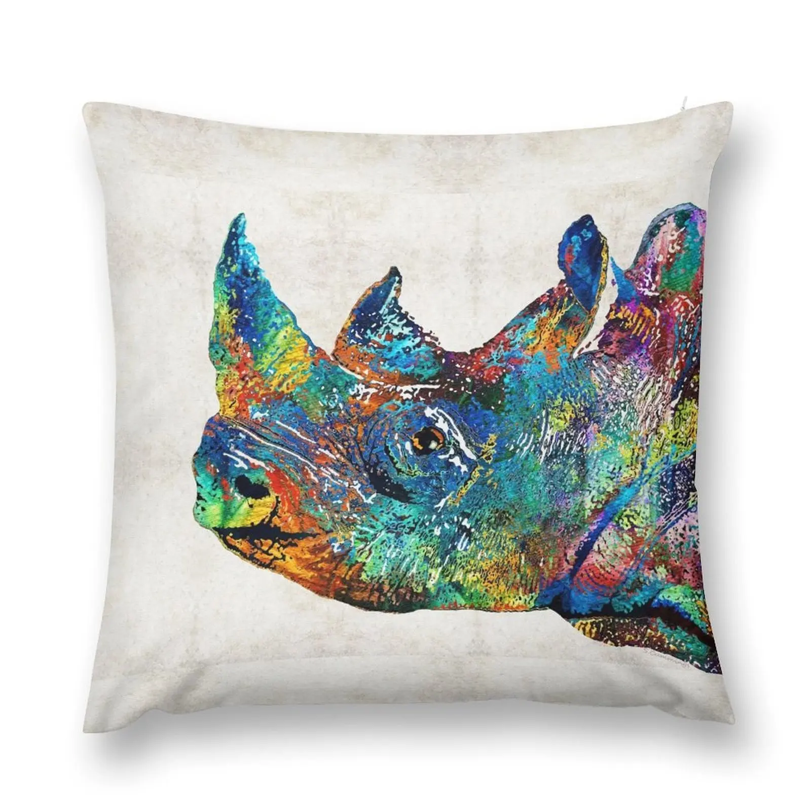 Rhino Rhinoceros Art - Looking Up - By Sharon Cummings Throw Pillow christmas decorations 2025 pillow