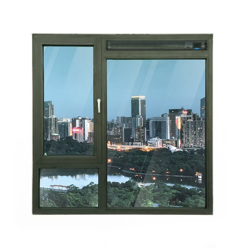 Customization Latest Burglar Proofing Double Glazed Glass Black Aluminum Alloy Windows Doors