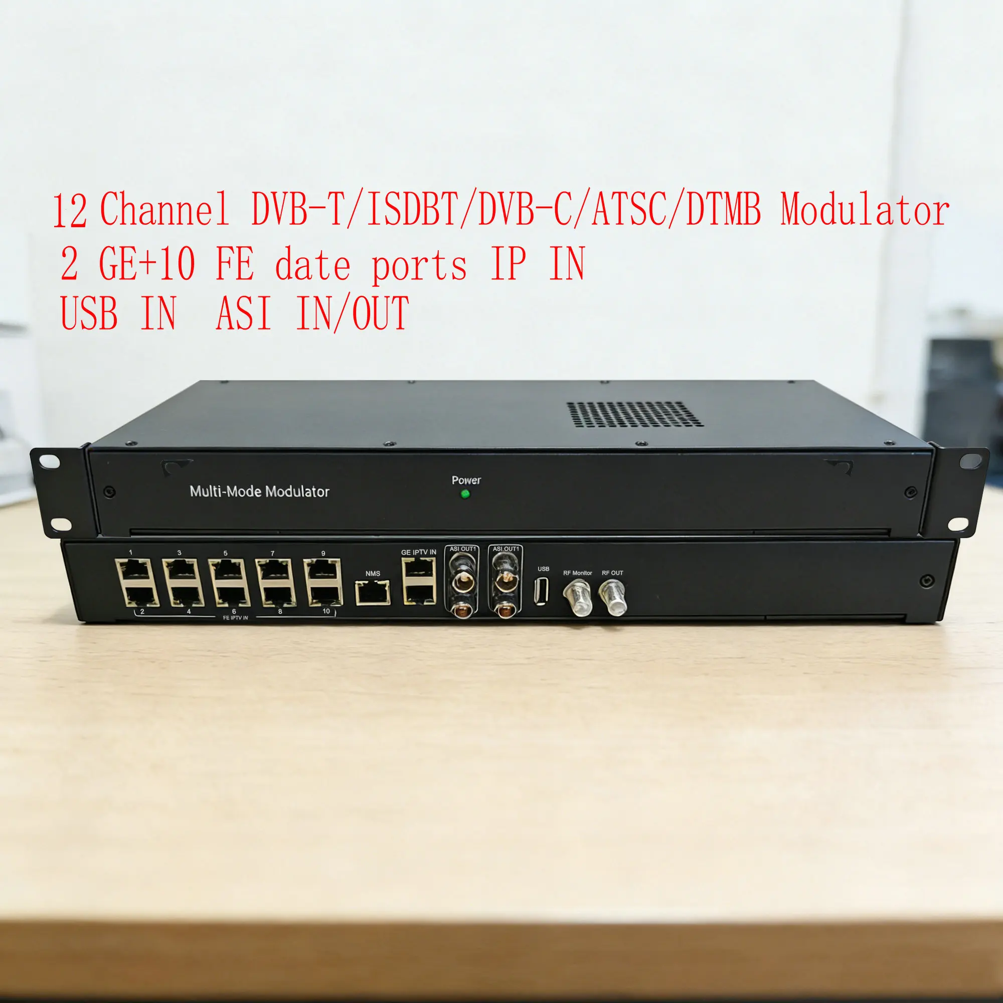4 5 8 12 Kanaals IP naar DVB-T DVB-C ISDBT ATSC Digitale TV RF Modulator Kabel Front-End Apparatuur USB naar RF IP naar RF
