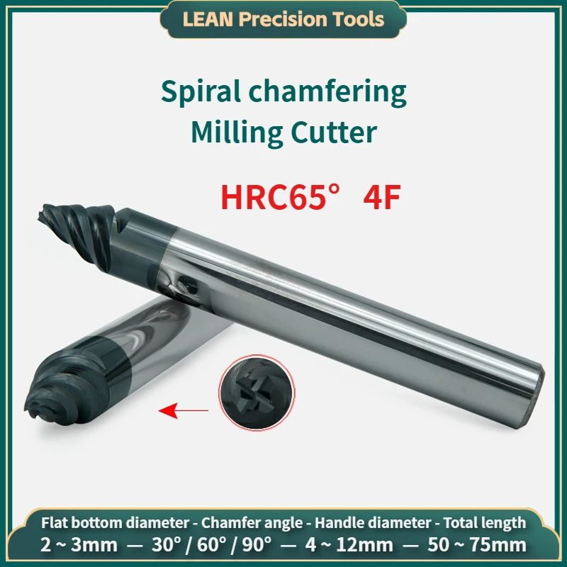 High Gloss Deburring Chamfer End Mills For Inner Hole Deburring Carbide Spiral-Groove Chamfer Milling Cutter For Stainless Steel