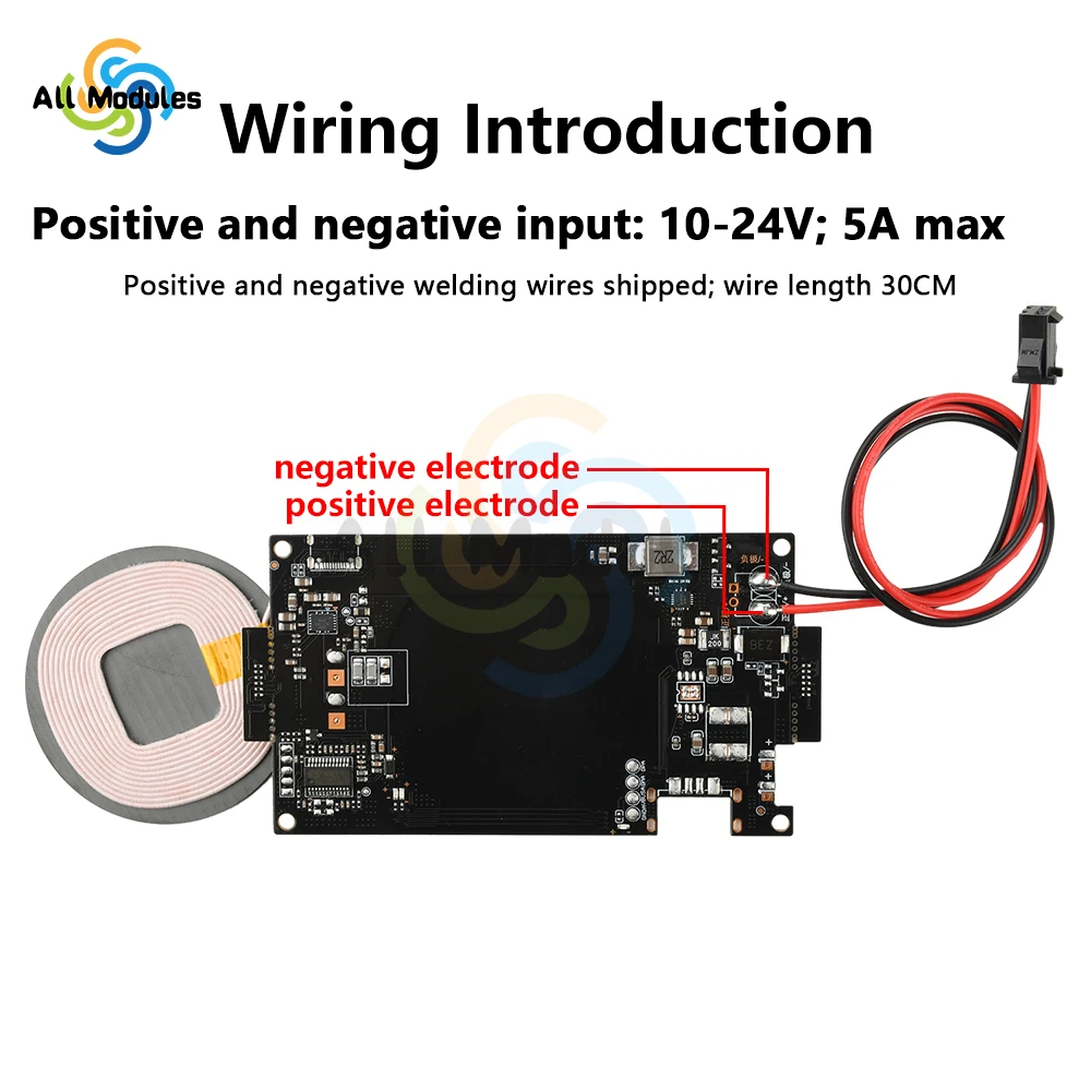 

20W High-Power Car Wireless Charging Transmitter Module DC 10-24V for DIY Car Outdoor Power Supply Wireless Charging