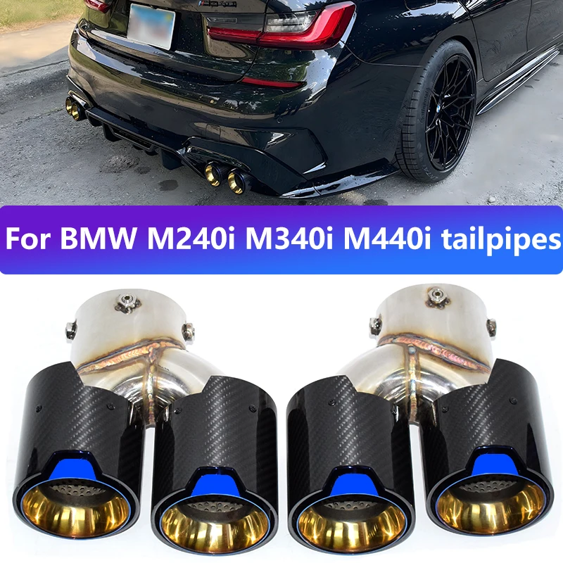 

For 2020+ BMW G20 G21 M340i G23 440i G42 M240i exhaust pipe upgrade carbon fibre black quad outlet muffler nozzle tail end