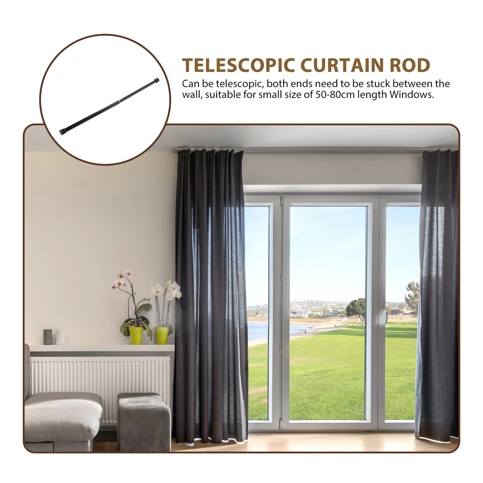 Telescopic Curtain Rod Pole Without Drilling Extendable Rods Compression Clothes Rail Household Bath Tub