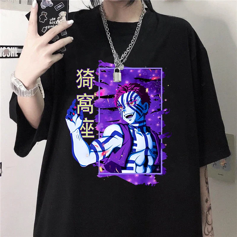 

New Anime Akaza Graphic Printed T Shirt Cool Short Sleeve Unisex Fashion Streetwear Personality Tees Top