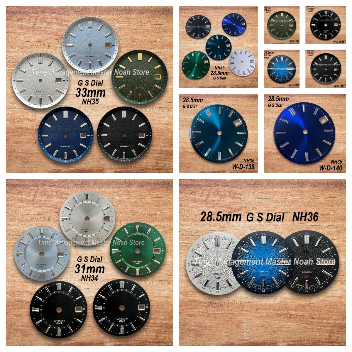 

28.5mm/31mm/33mm G S Logo GMT Dial Fit NH34/NH35/MH36 Movement New Style Sunburst/Matte Dial Watch Modification Accessories