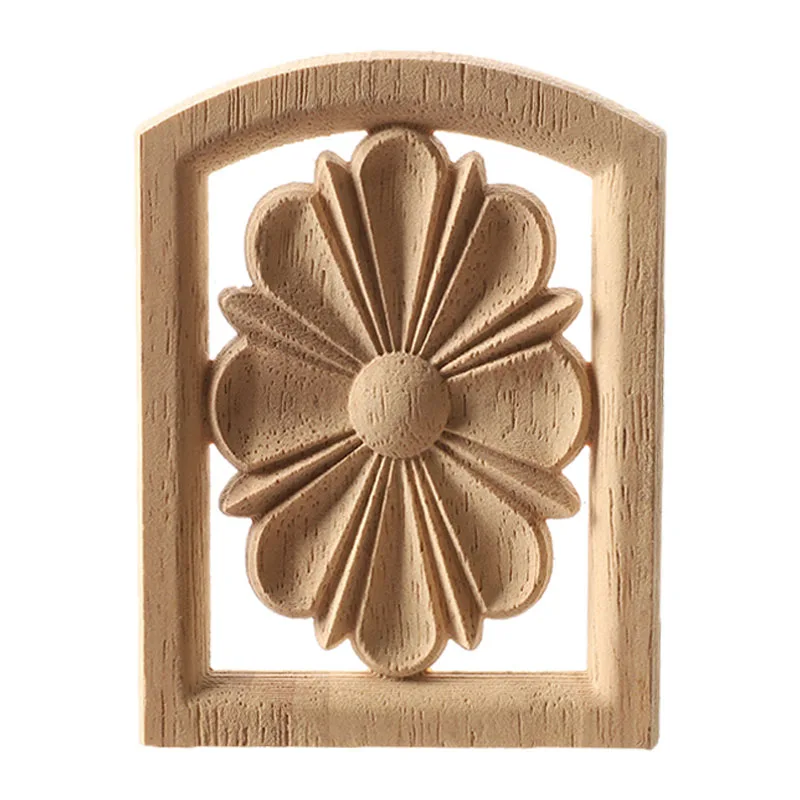 Carved Unpainted European Exquisite square Corner wood decal Floral Leaves Solid wood Furniture Window Corner Wood