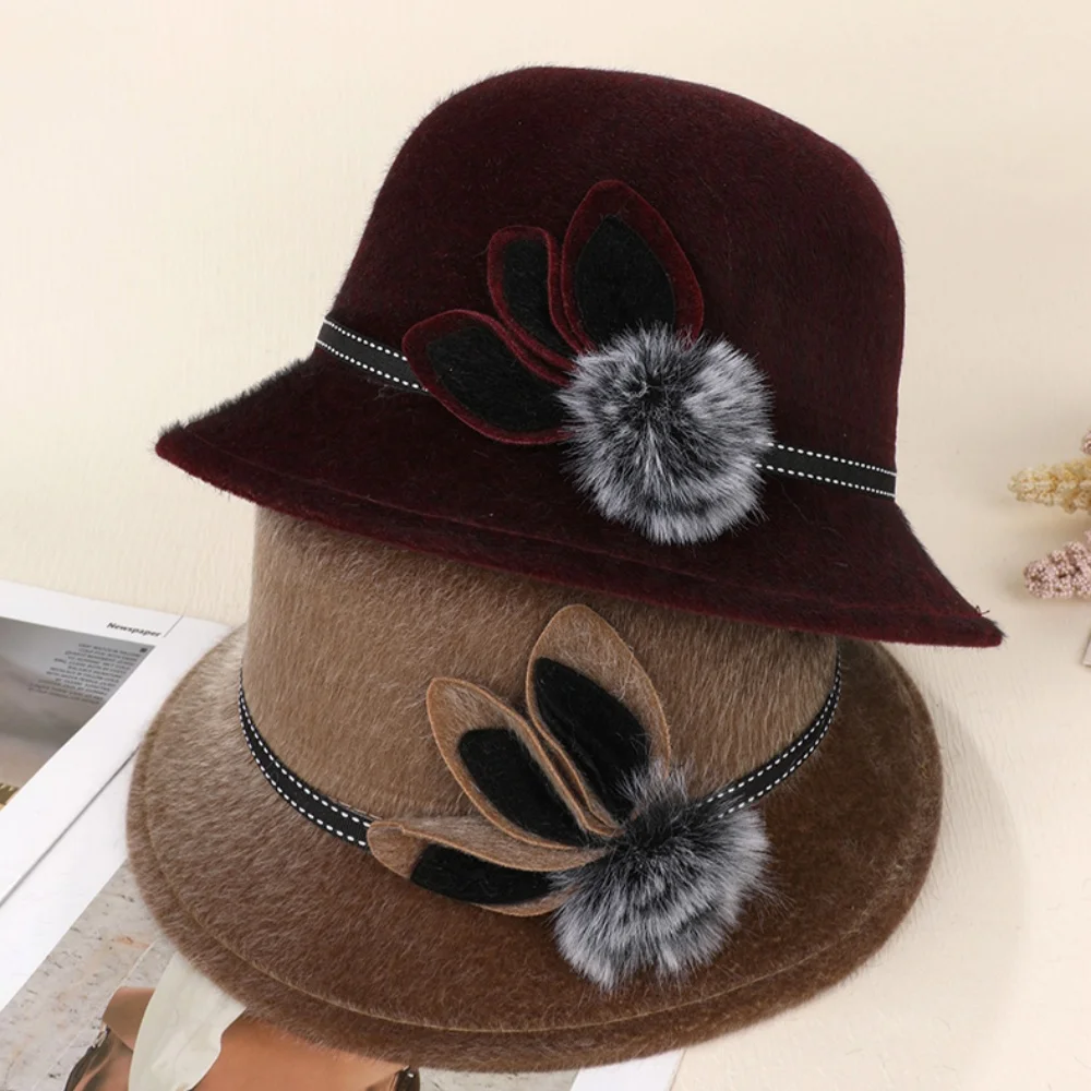 Kobiety Vintage Wełniane filcowe kapelusze wiadro Moda Elegancki wino Czerwony kapelusz umywalkowy Zimowe kościelne ślubne meloniki Kobiecy kapelusz rybaka