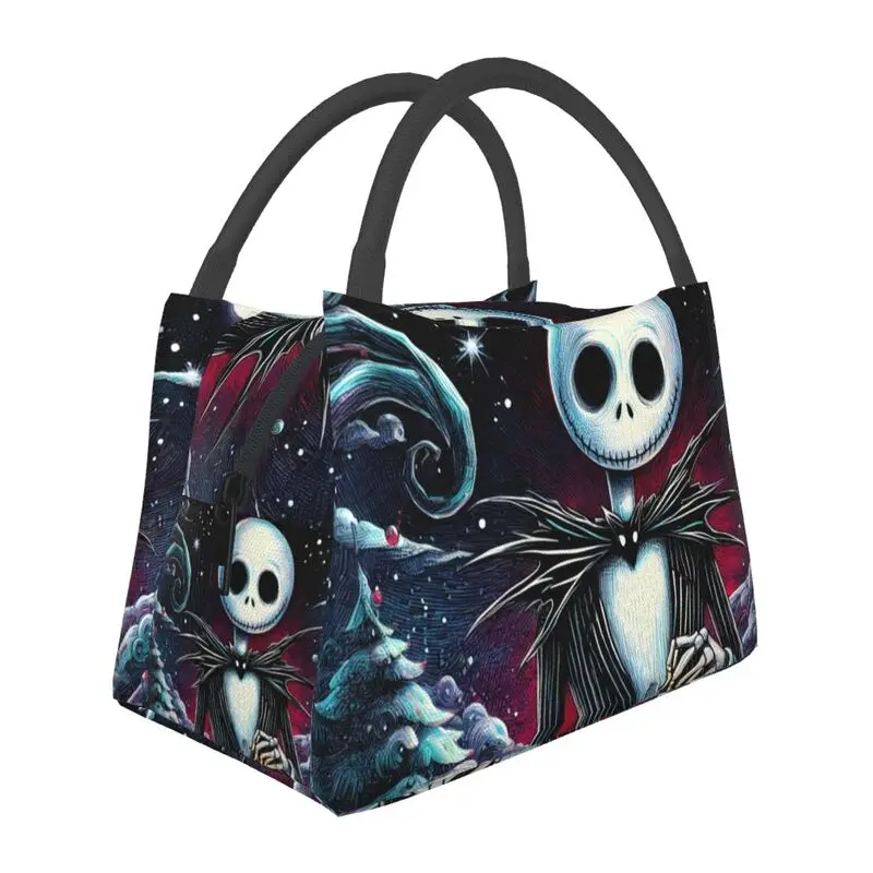 

Custom The Nightmare Before Christmas Lunch Bags Men Women Warm Cooler Insulated Lunch Box for Work Pinic or Travel