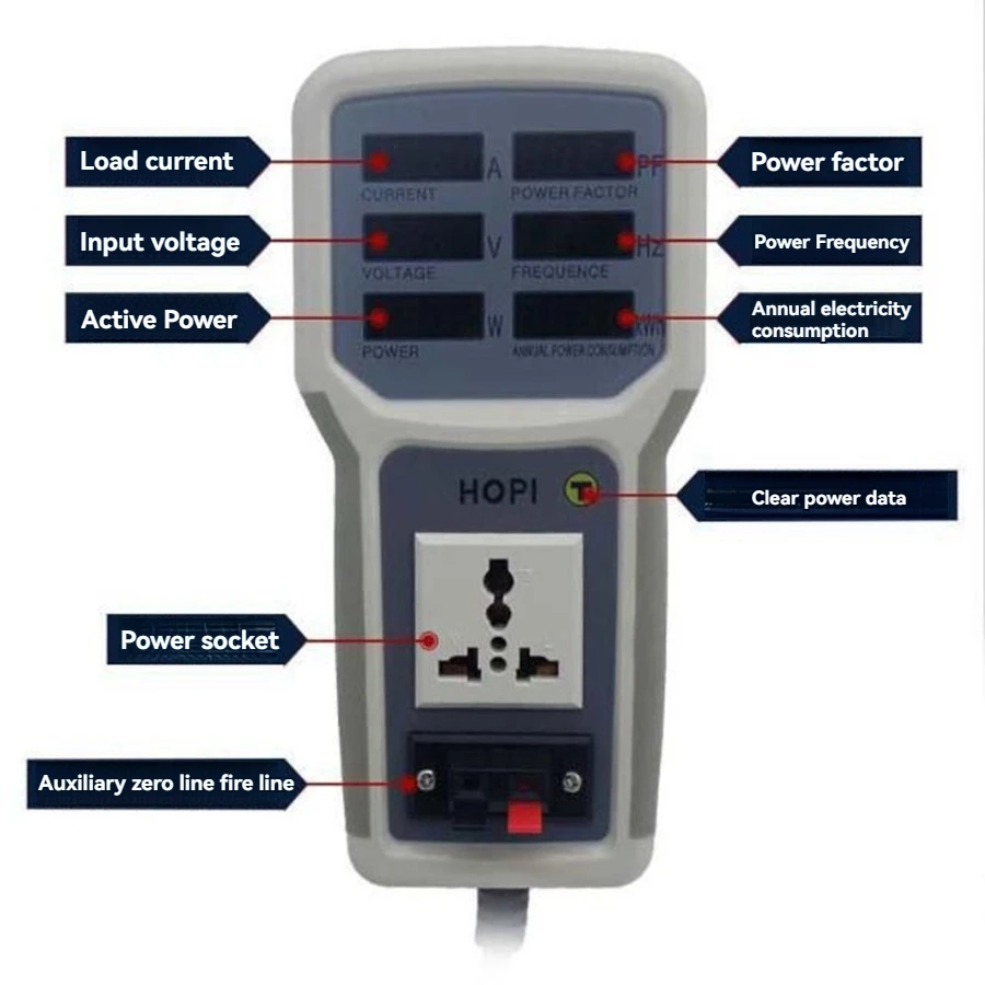 HP-9800 Handheld Power Meter Power Analyzer LED Metering Socket Current Voltage Power Factor Meter Tester 85V-265V