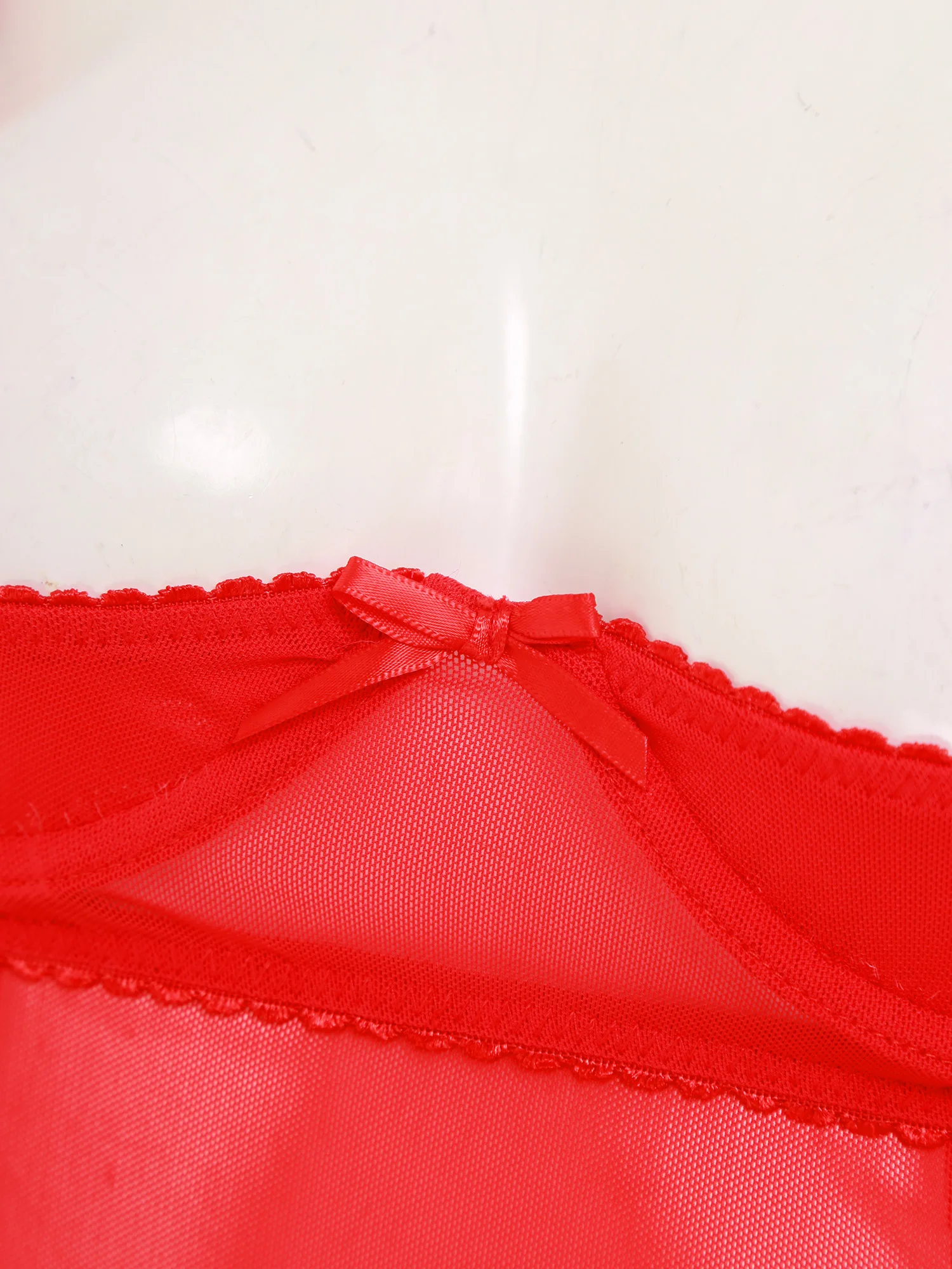 Womens Sheer Mesh Lingerie Jurk Zien Door 1/4 Cup Beugelbeha Bodycon Mini Jurk Strik Spaghettibandjes Babydoll Jurk