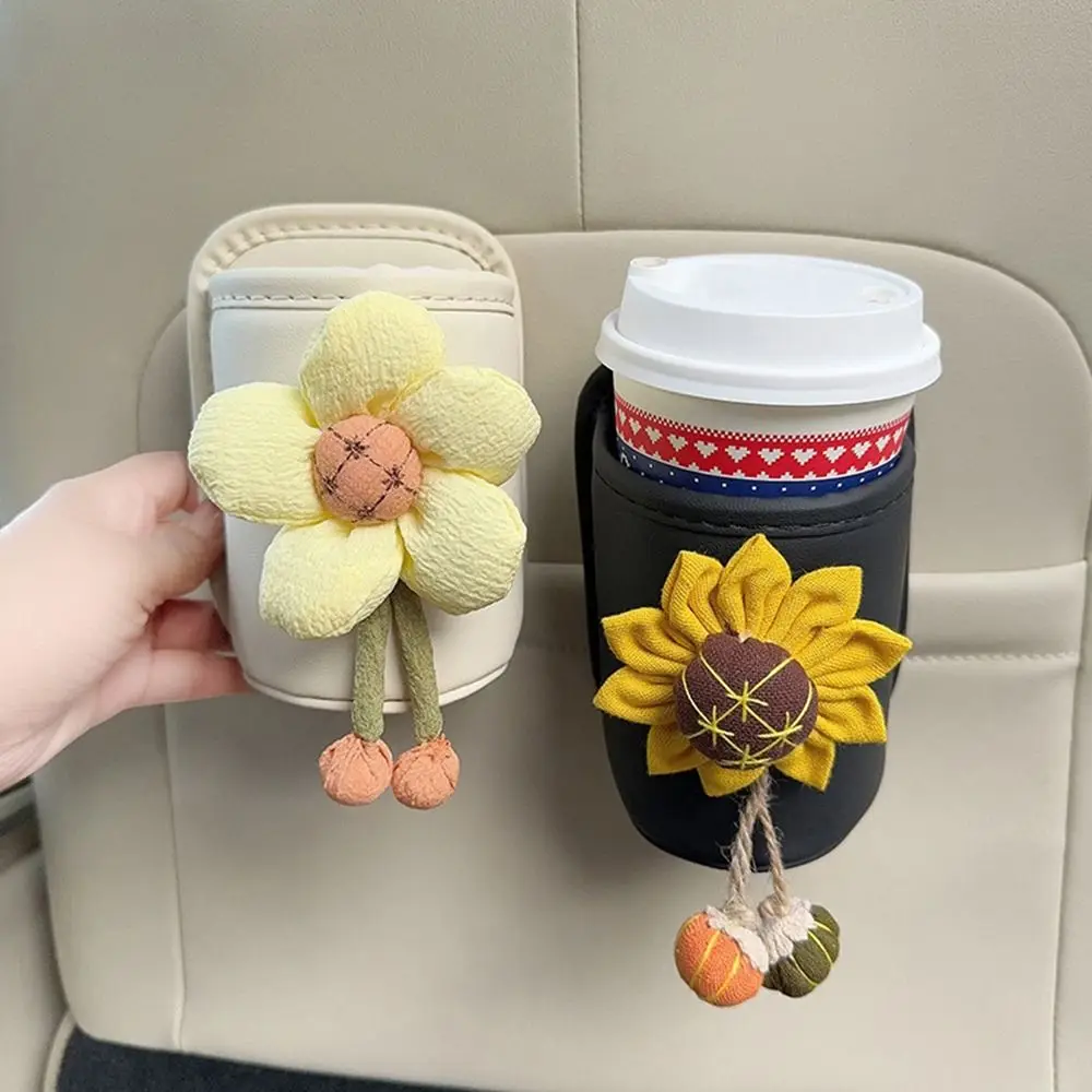 

Durable Flower Car Door Cup Holder PU Leather Multi-function Car Storage Box Auto Drink Rack Car Interior Accessories