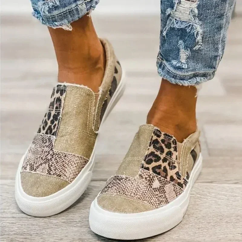 Leopard Print Women Vulcanized Shoes 2024 Trend Women Canvas Shoes Casual Walking Sneakers Designer Womens Casual Footwear Tenis