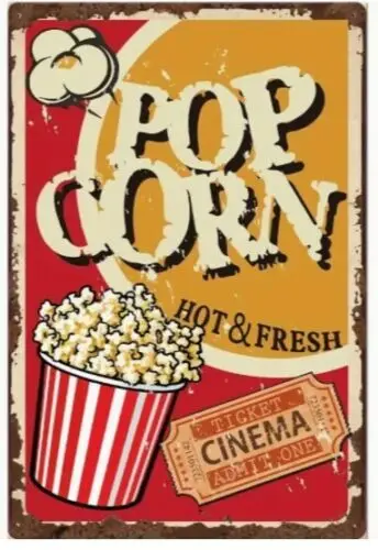 Vintage Popcorn Metal Sign Aluminum Weatherproof Sign p1224-Aluminum