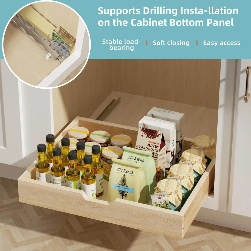 Soft Close Slide Out Drawers 13.5 Wide x 21 Deep for Kitchen Cabinets, Pull Out Shelves, Cabinet Storage Solutions