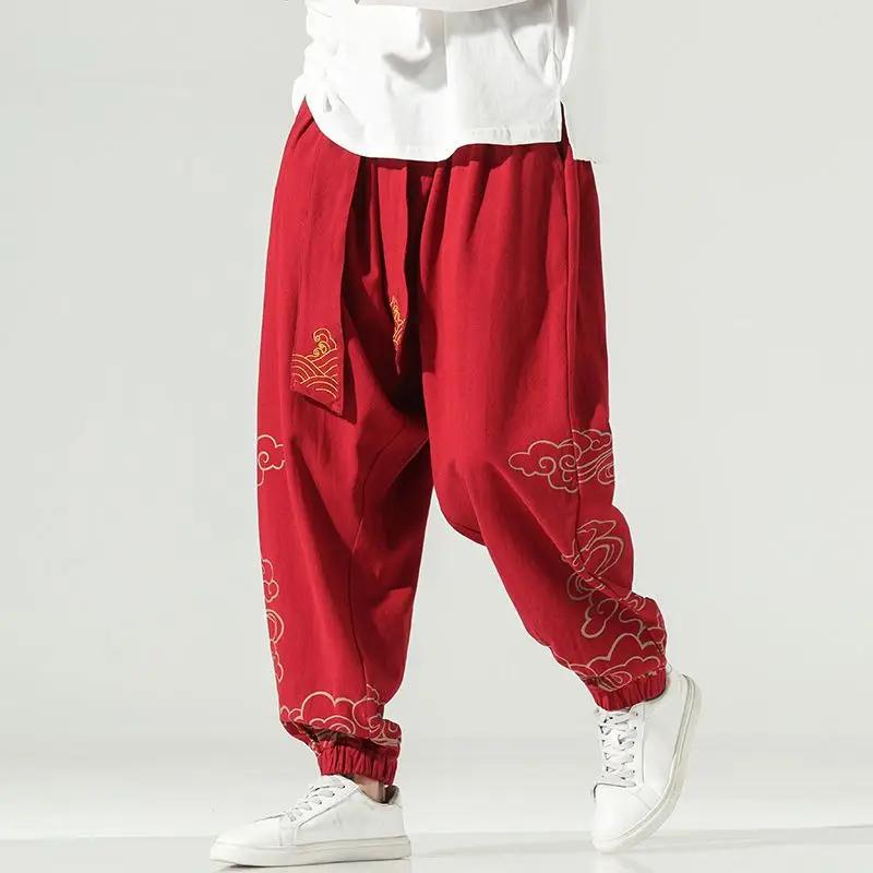 2024 Chinese Stijl Tai Chi Martial Arts Broek Kung Fu Wing Chun Broek Heren Casual Losse Zen Monnik Harem Broek Plus Size M-5XL