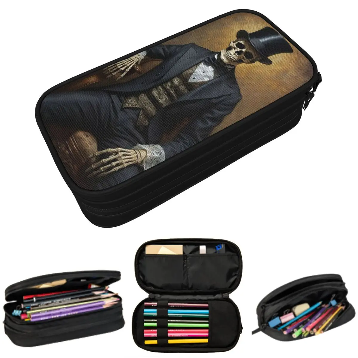 

Skeleton Wearing Tailcoat Clothing Pencil Case for Kids Gifts Pen Box Pencil Bag Stationery Supplies Pen Holder Bag