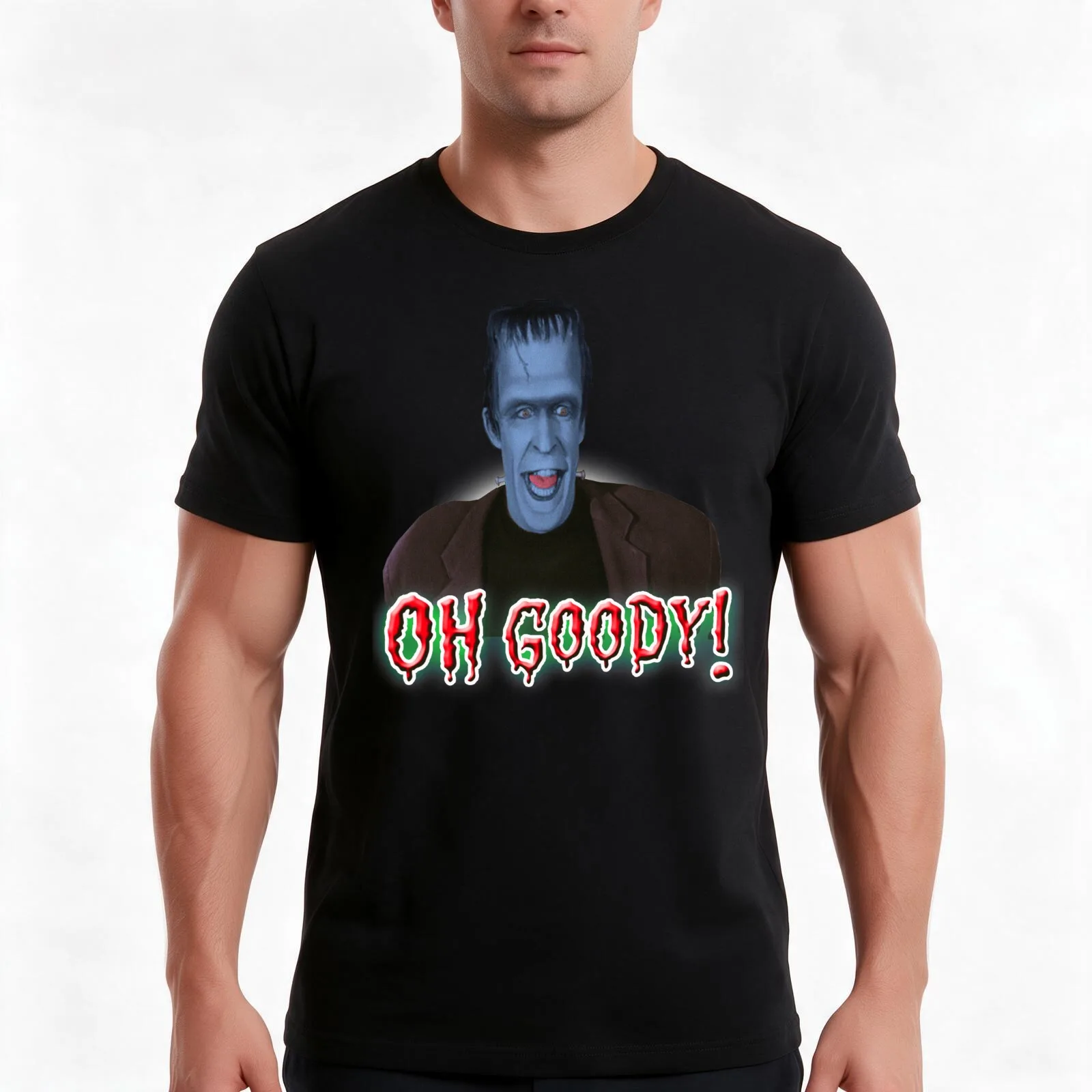 HERMAN MUNSTER OH GOODY! T-Shirt, Summer Casual Cotton Tee, Oversized Streetwear Tops, Vintage Graphic Print, Unisex Men Women