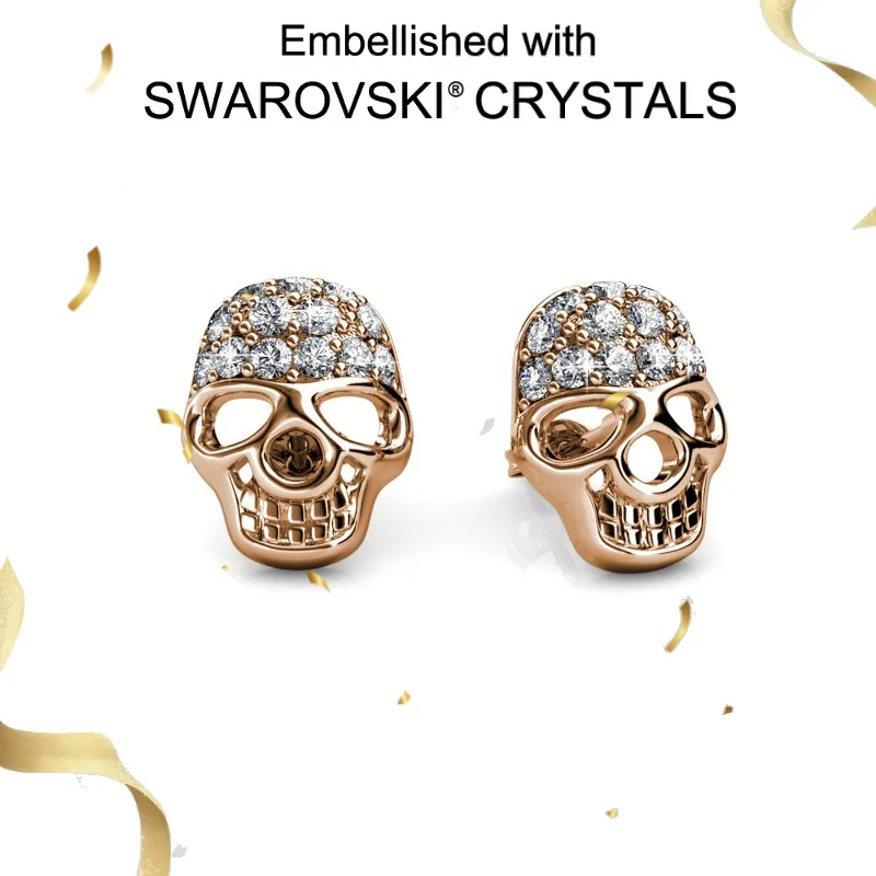 

Daisini, стерлинговое серебро 925 пробы, креативные серьги-гвоздики в стиле ретро с черепом, украшенные кристаллами Сваровски, уличный панк-стиль для мужчин и женщин