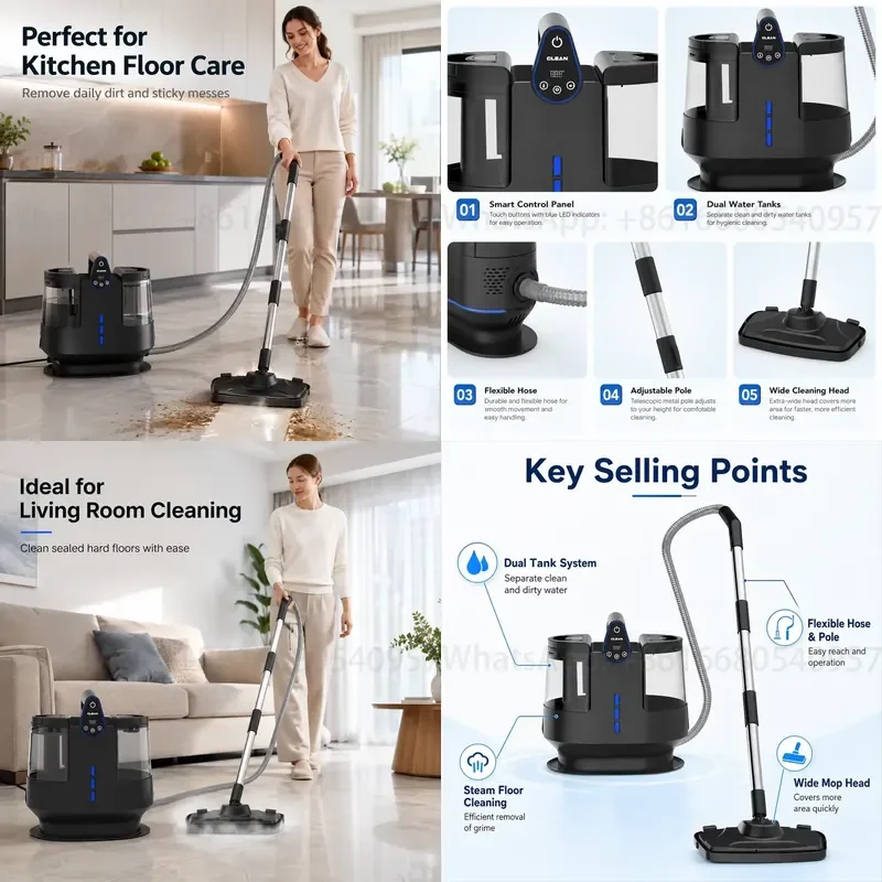 Portable Lightweight Electric High Efficiency Steam Mop Cleaner for Hotel & Commercial Use Daily Floor Care