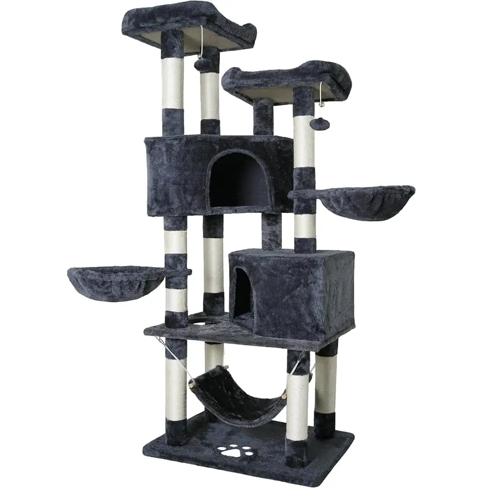 

Sturdy Indoor Multi-Level Large Cat Tree, 67In Cat Tower For Indoor Cats, Contains 10 Sisal Scratching Posts 3 Hammocks 2