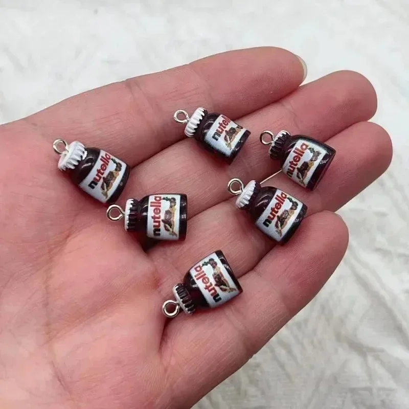 10Pcs Mini Cartoon Simulation Food Resin Charms Cute 3D Bread Jam Bottle Pendants DIY Craft Supplies for Earrings Necklaces