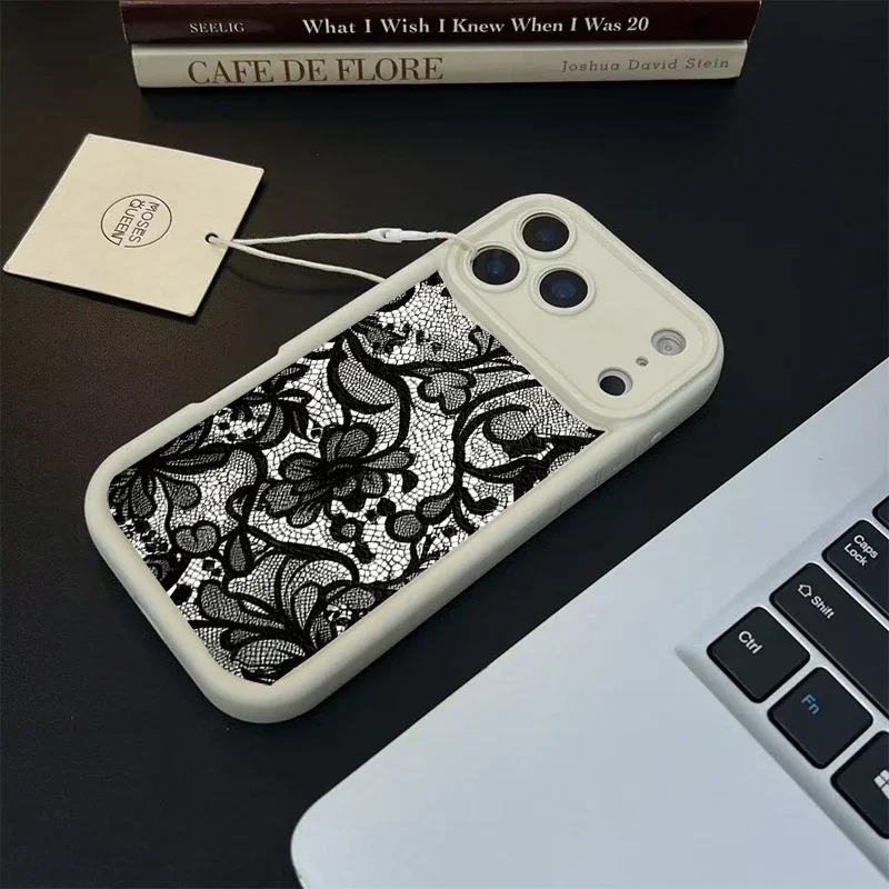 حافظة لهاتف Realme 14 15 Pro 15T C53 C55 C67 C63 C65 C51 C21Y C25Y C35 C30 C33 8i 11 8 12 Pro Plus 5G غطاء دانتيل أسود ريترو Funda #4