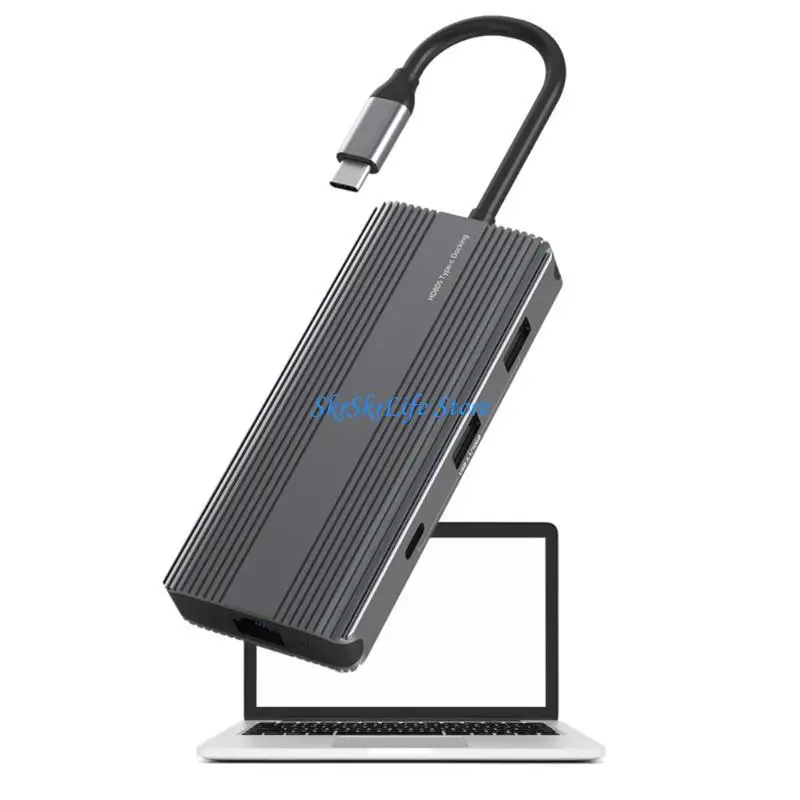 

E65E 8 IN1 Typec Hub Dock Station RJ45 HDMI-совместимый 2XUSB3.1 10G PD100W Адаптер