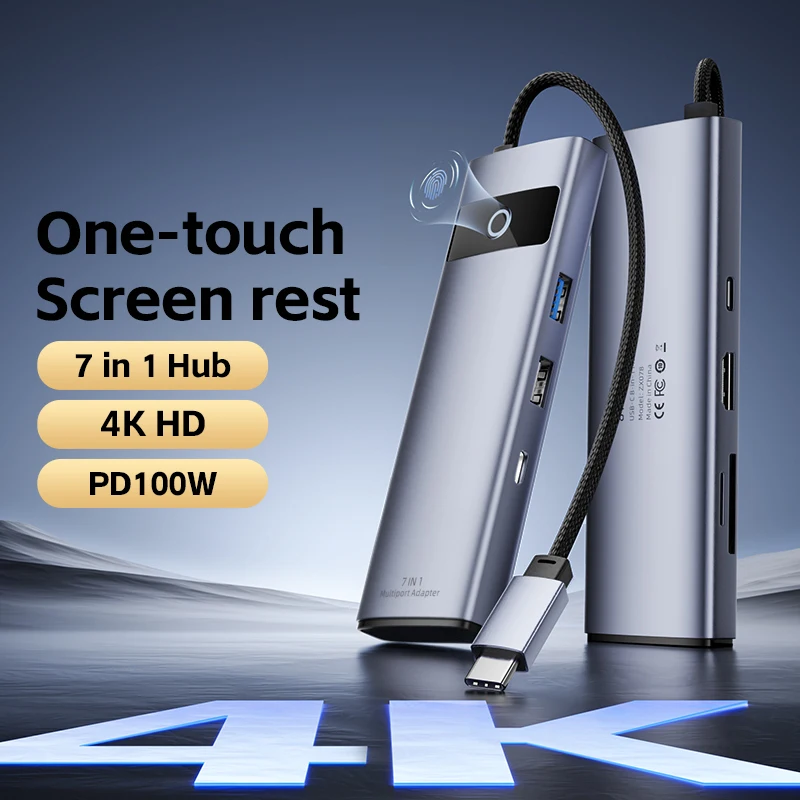 USB 8 في 1 4K HD نوع C Hub إلى منفذ إيثرنت PD 100W محول لبطاقة SD TF HDTV Macbook Pro USB 3.0 Hub ملحقات الكمبيوتر المحمول