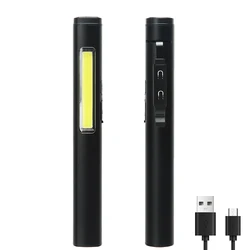 Portable Pen Light COB+XPE Dual Light Source Tail Magnet Torch With Pocket Clip 8 Lighting Modes Outdoor Waterproof Flashlight