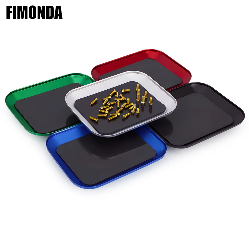 1Pcs Aluminum Alloy Magnetic Screw Tray for 1/10 Scale RC Crawler Car, 5 Colors Optional (Black, Red, Silver, Green, Blue)
