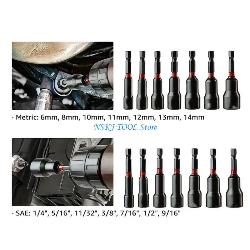 

L8RC Convenient Nut Driver Set Impact Drill Driver Bit Set for Quickly Installation and Removal Easy to Use 21pcs