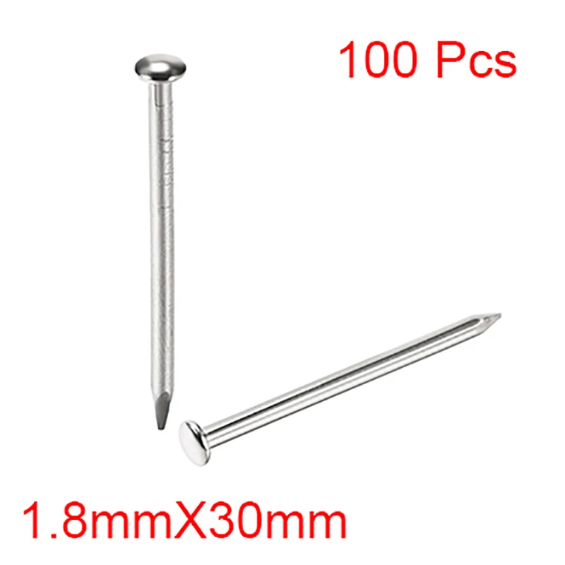 100pcs 1.8x30mm Tiny Nails Steel Small Mini Round Head Nail Stud for Jewelry Chest Box Case Hinge Furniture Drum Pictures