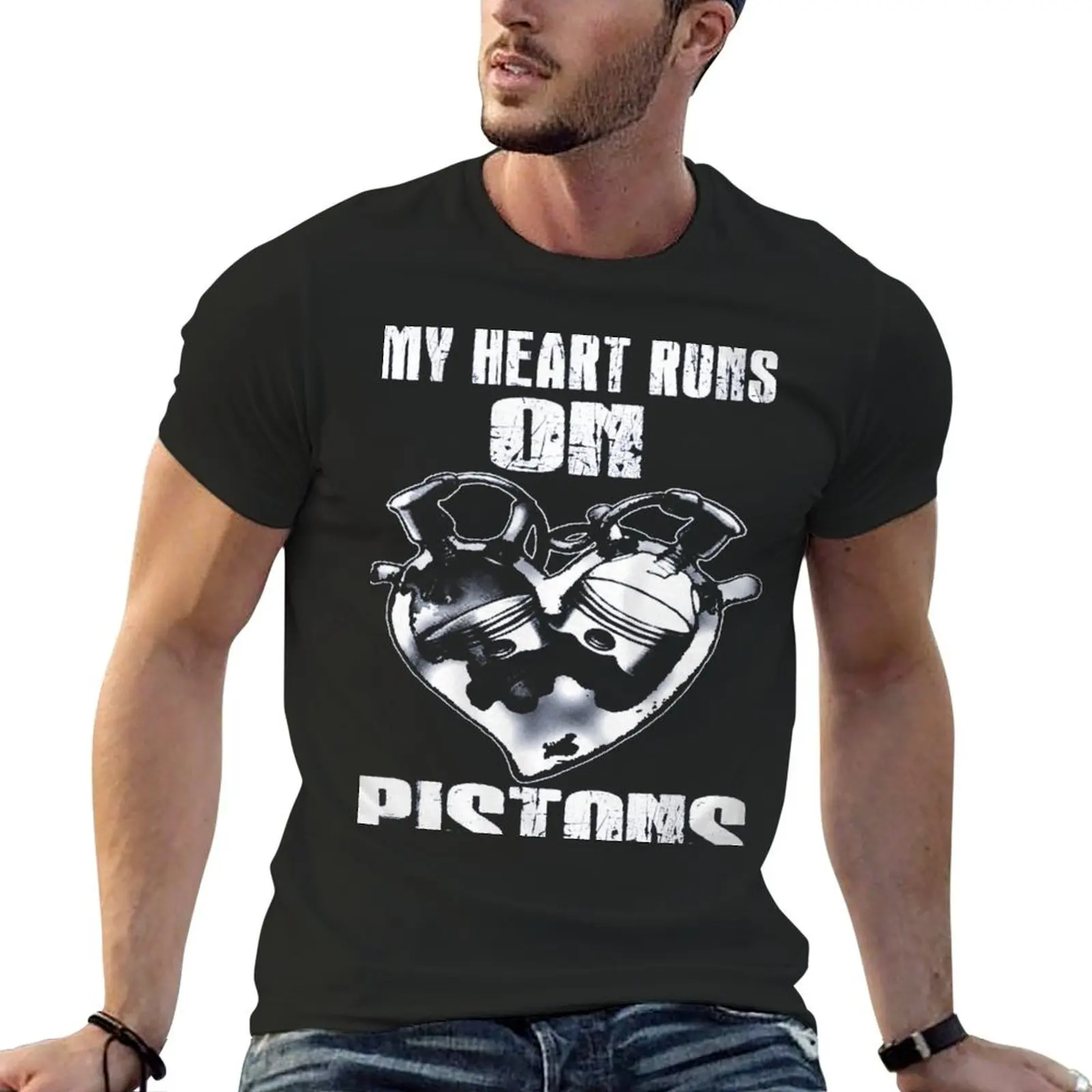 

My heart runs on pistons T-Shirt oversizeds street wear men tshirt