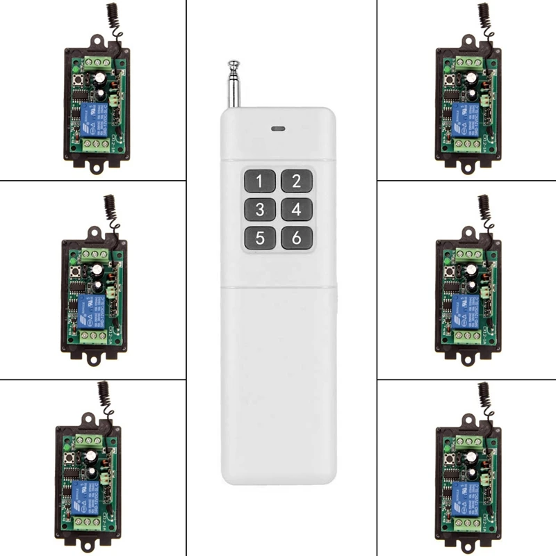 3000m Wide Range DC 9V 12V 24V 1 CH 1CH RF Wireless Remote Control Switch System,6CH Transmitter + Receiver,315 / 433 MHz