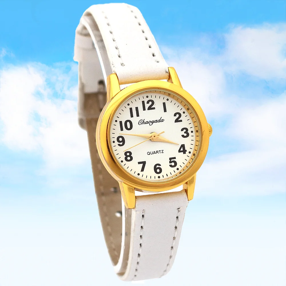 Кожаные кварцевые часы для девочек, милые детские студенческие наручные часы с цифровым циферблатом, детские часы
