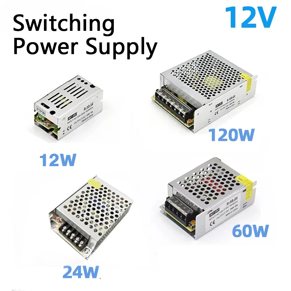 Switching Power Supply 12W 24W 60W 120W  Light Transformer AC110V 220V To DC 12V 24V Power Supply Source For Led Strip CCTV