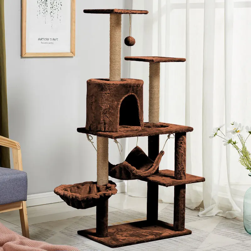 

Cat Scratching Post Toys for Cats House Three Layer Cat Scratcher Tree Jumping Platform Climbing Frame Accessories