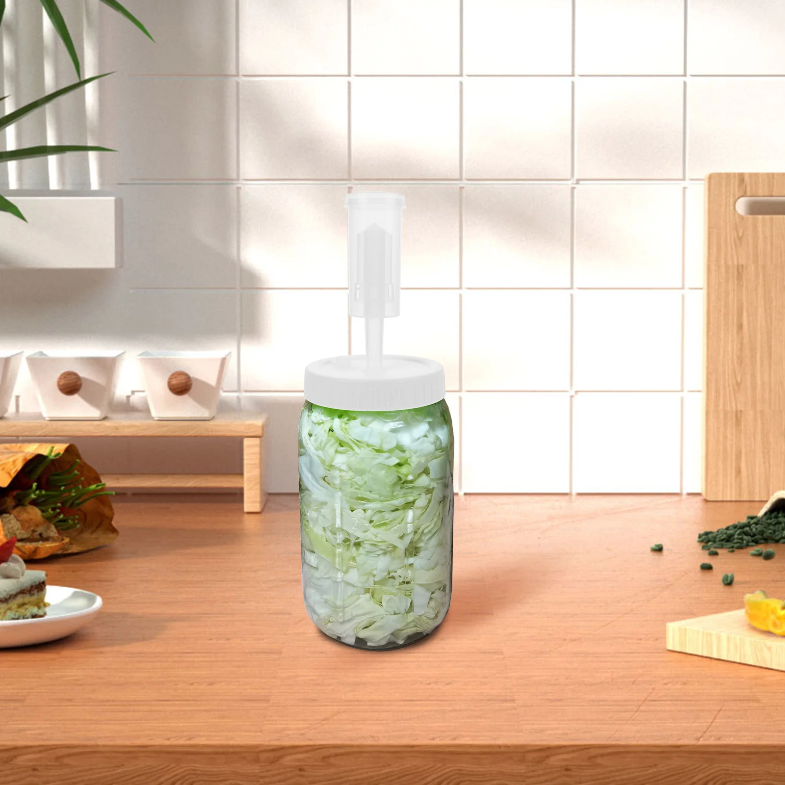 

2pcs Mason Jar Fermentation Lids For Wide Mouth Jars 86Mm Plastic With One Way Valve Fermenting Accessories Brewing