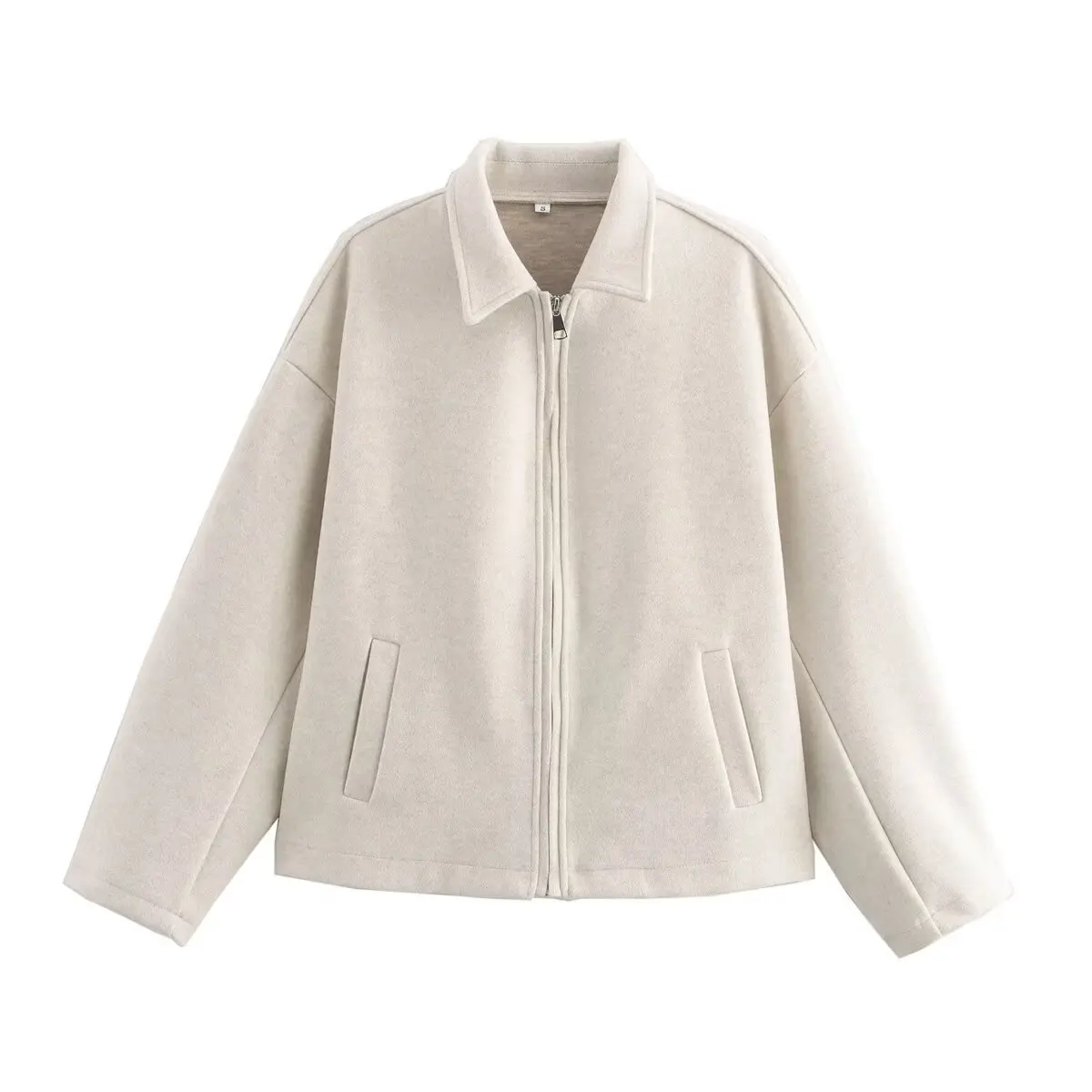 American Style Loose Long Sleeve Woolen Coat Sweet Cool Popular Outerwear Pure Color Pocket Top for Women Casual Lapel Jacket
