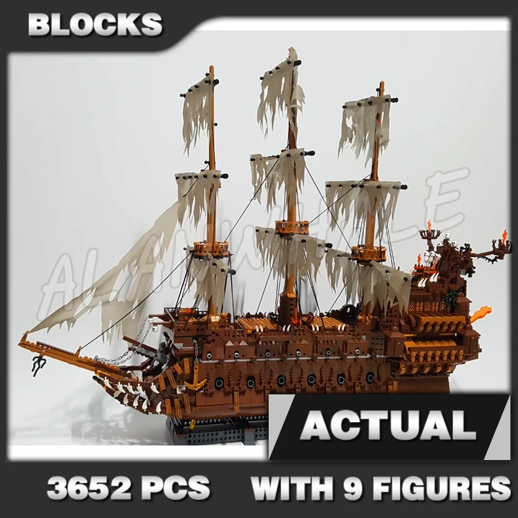 3652pcs Ideas MOC Pirates Flying Dutchman GhostShip Sea Sailing Ship 16016 Building Block Toys Compatible with Model