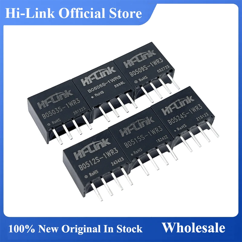 10 szt. Hi-Link 1W Izolowany Moduł Konwertera DC-DC 5V na 5V lub 12V na 12V (B0505S-1WR3 / B1212S-1WR3) UL CE RoHS — zdjęcie produktu 3