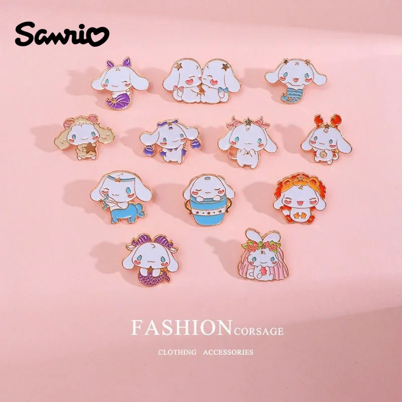 

Sanrio Cinnamoroll Brooches Cartoon Action Anime Figures Hello Kitty Twelve Constellation Badge Cute Backpack Ornaments Gifts