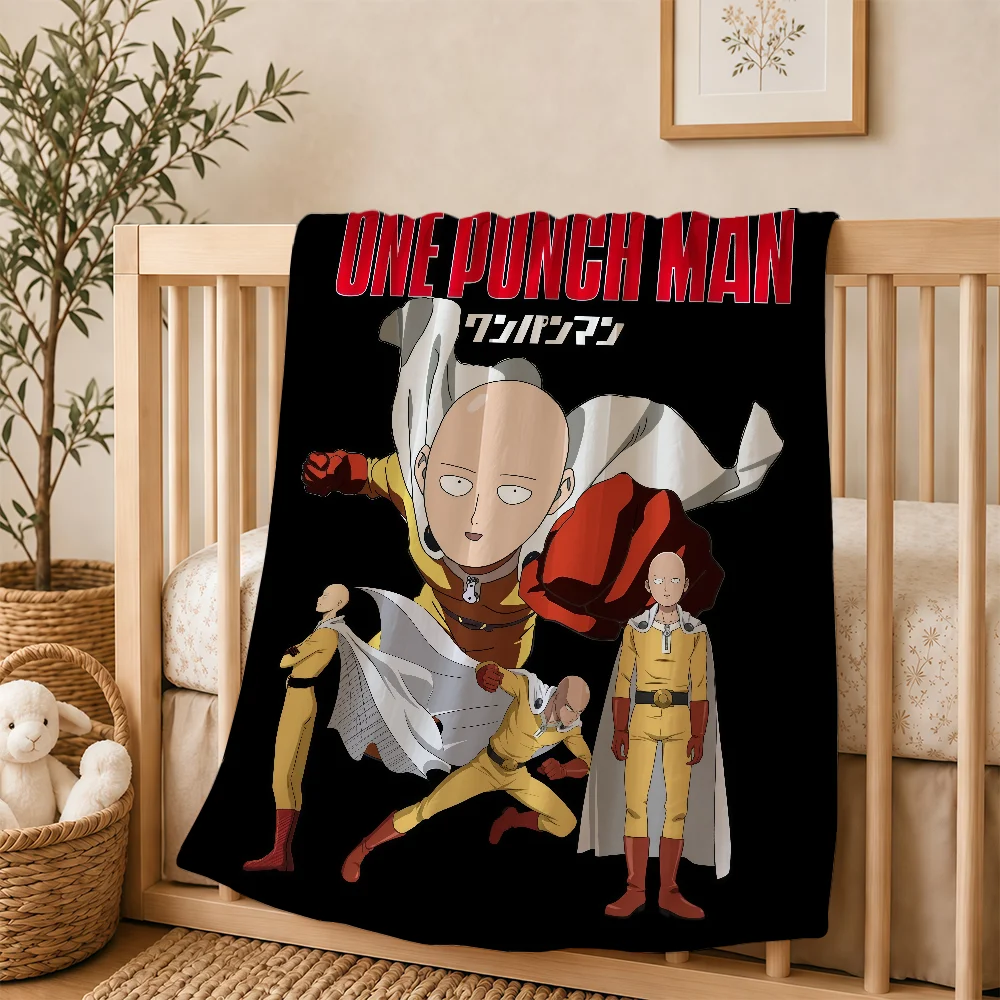 Anime 1 P-PunchS M-ManS Blanket For Soft Warm Knee For Bedroom Living Room Bed Sofa Camping Picnic Office Gift