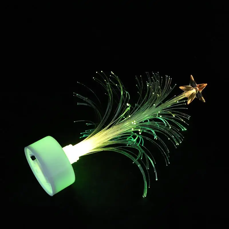 Fiber Optic Color Changing Christmas Tree Night Light 1/3Pcs LED Luminous for Kids Bedroom Xmas Decor Gift